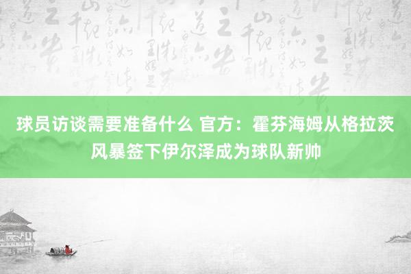 球员访谈需要准备什么 官方：霍芬海姆从格拉茨风暴签下伊尔泽成为球队新帅