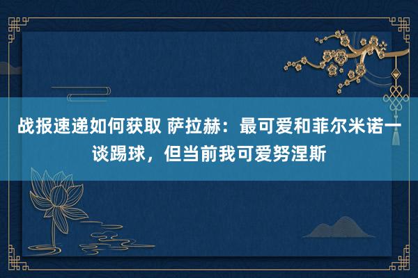 战报速递如何获取 萨拉赫：最可爱和菲尔米诺一谈踢球，但当前我可爱努涅斯