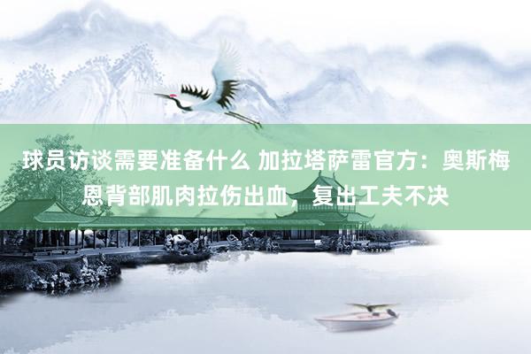 球员访谈需要准备什么 加拉塔萨雷官方：奥斯梅恩背部肌肉拉伤出血，复出工夫不决