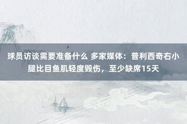 球员访谈需要准备什么 多家媒体：普利西奇右小腿比目鱼肌轻度毁伤，至少缺席15天