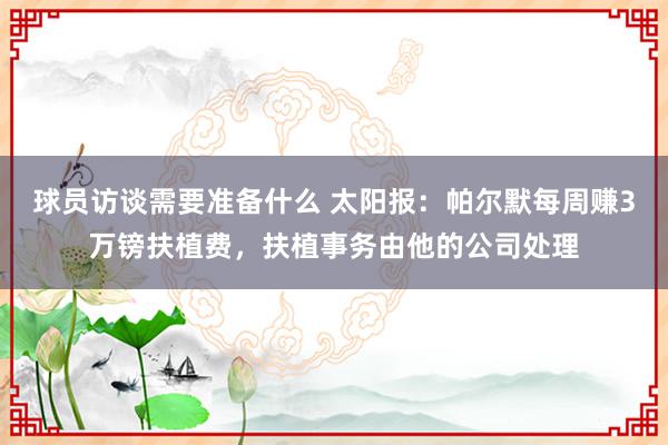 球员访谈需要准备什么 太阳报：帕尔默每周赚3万镑扶植费，扶植事务由他的公司处理